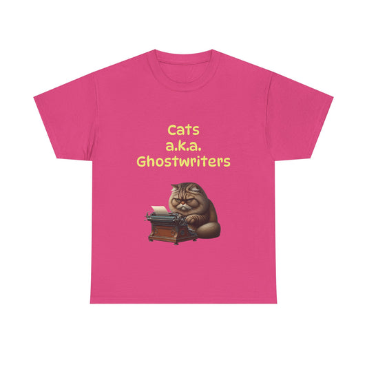 Book Lover's Unisex Heavy Cotton Tee - "Cats Ghostwriters" - The Dreamer's Bookshop.