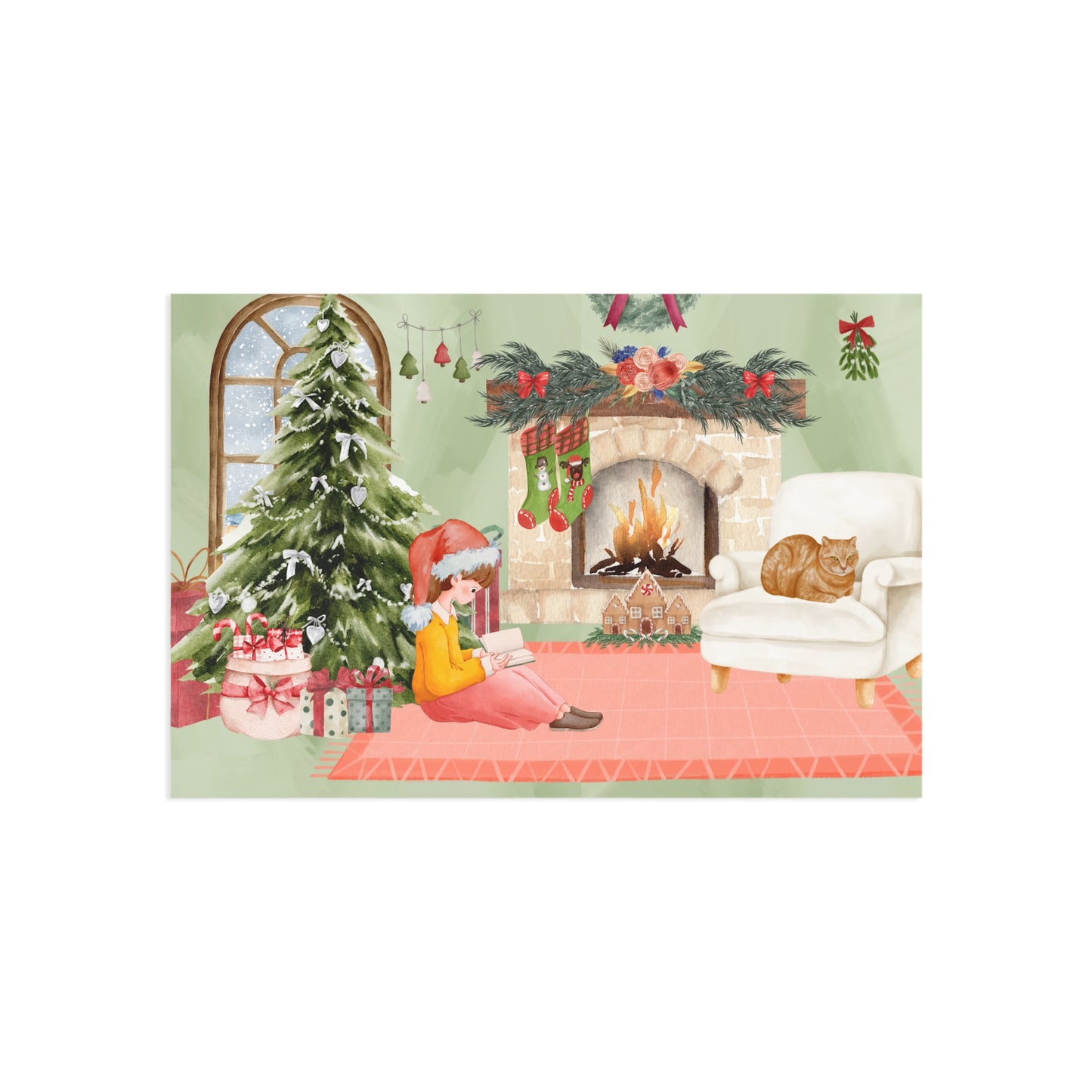 The Dreamer's Bookshop "Reading Girl" Christmas Card