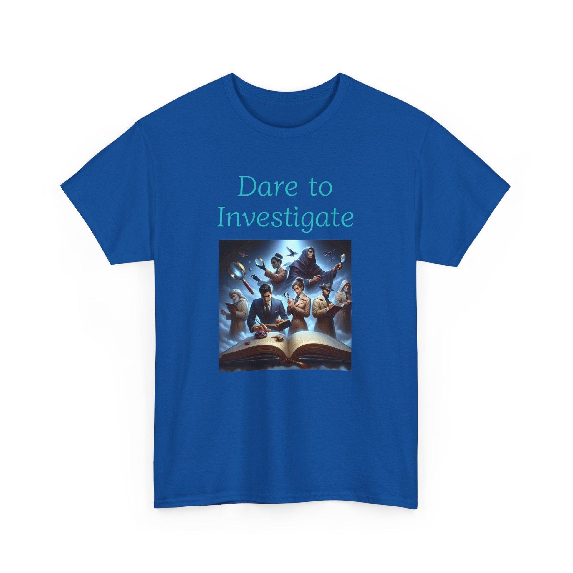 Investigate - Graphic Tee - Unisex Heavy Cotton T-Shirt Crime/Mystery Books - The Dreamer's Bookshop.