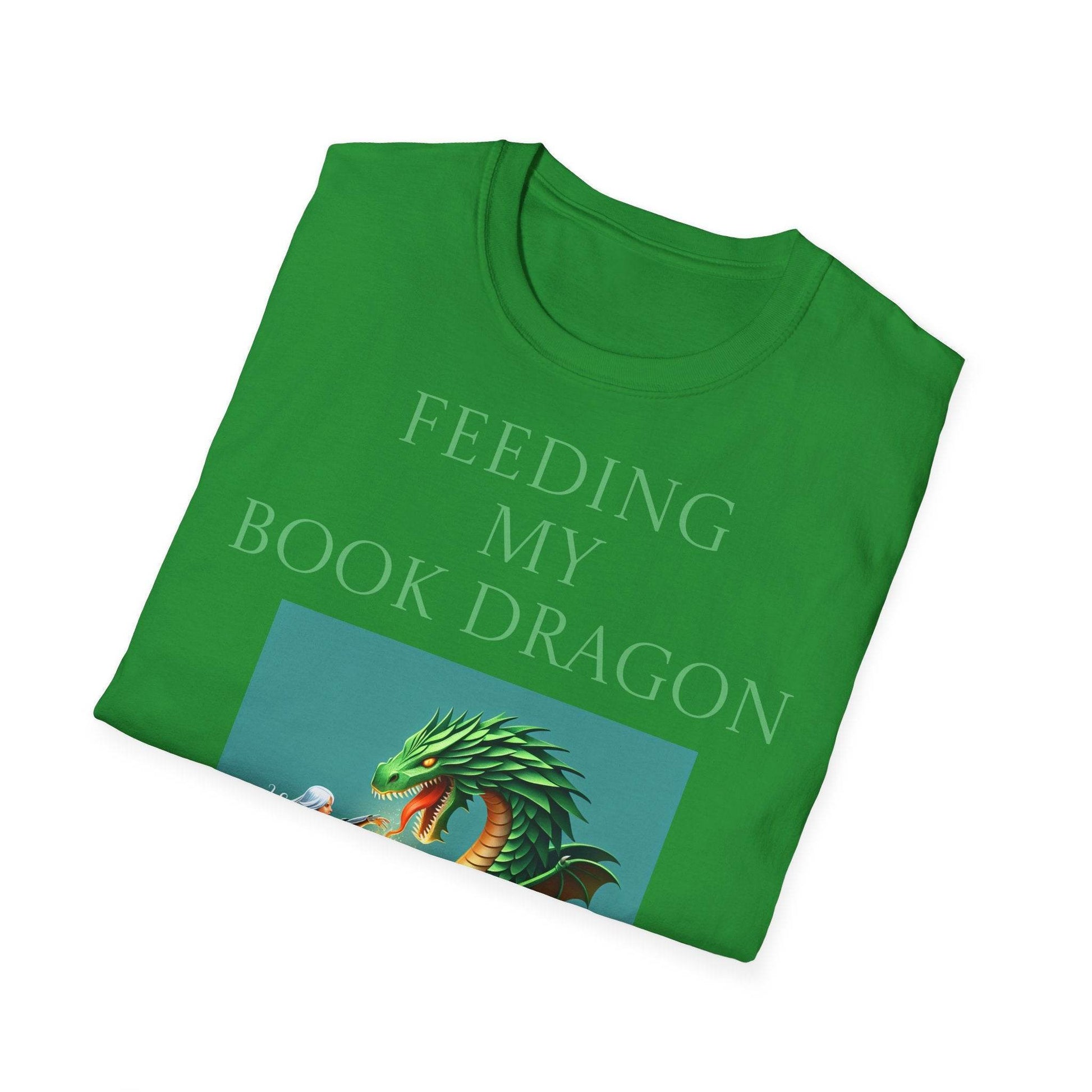Inspirational Unisex Softstyle T-Shirt - 'Book Dragon' Motivational Design - The Dreamer's Bookshop.