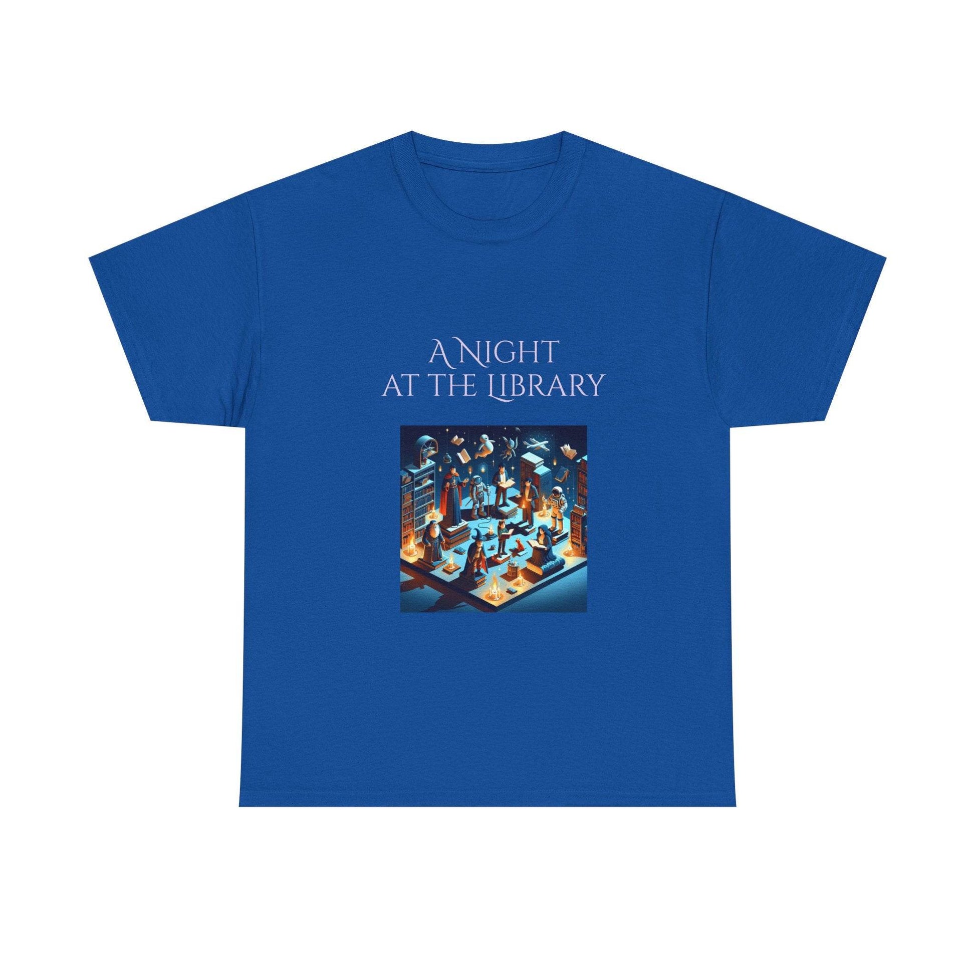 Night at the Library - Unisex Heavy Cotton Tee for Book Lovers - The Dreamer's Bookshop.