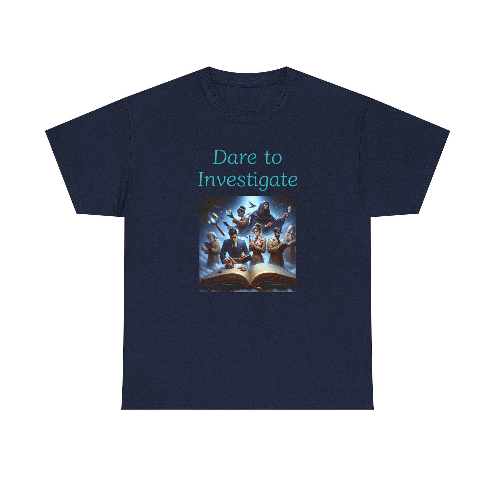 Investigate - Graphic Tee - Unisex Heavy Cotton T-Shirt Crime/Mystery Books - The Dreamer's Bookshop.
