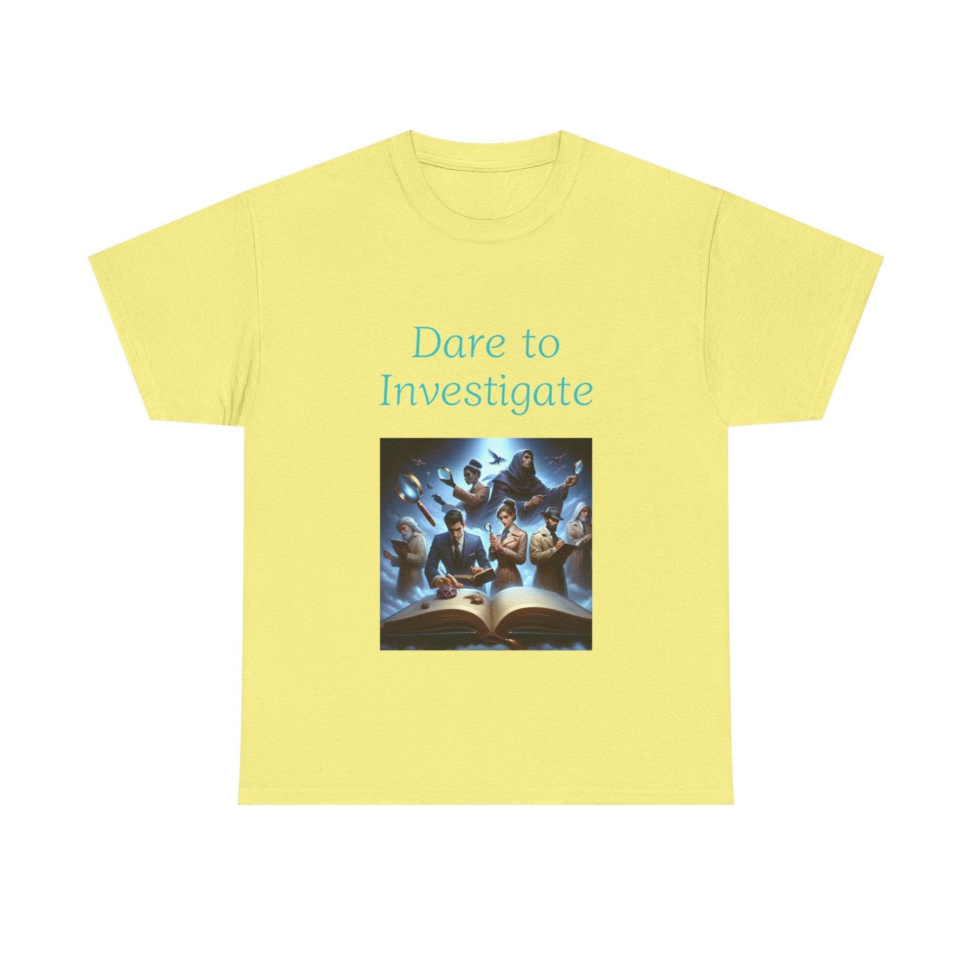 Investigate - Unisex Heavy Cotton Tee - Crime/Mystery Books - The Dreamer's Bookshop.