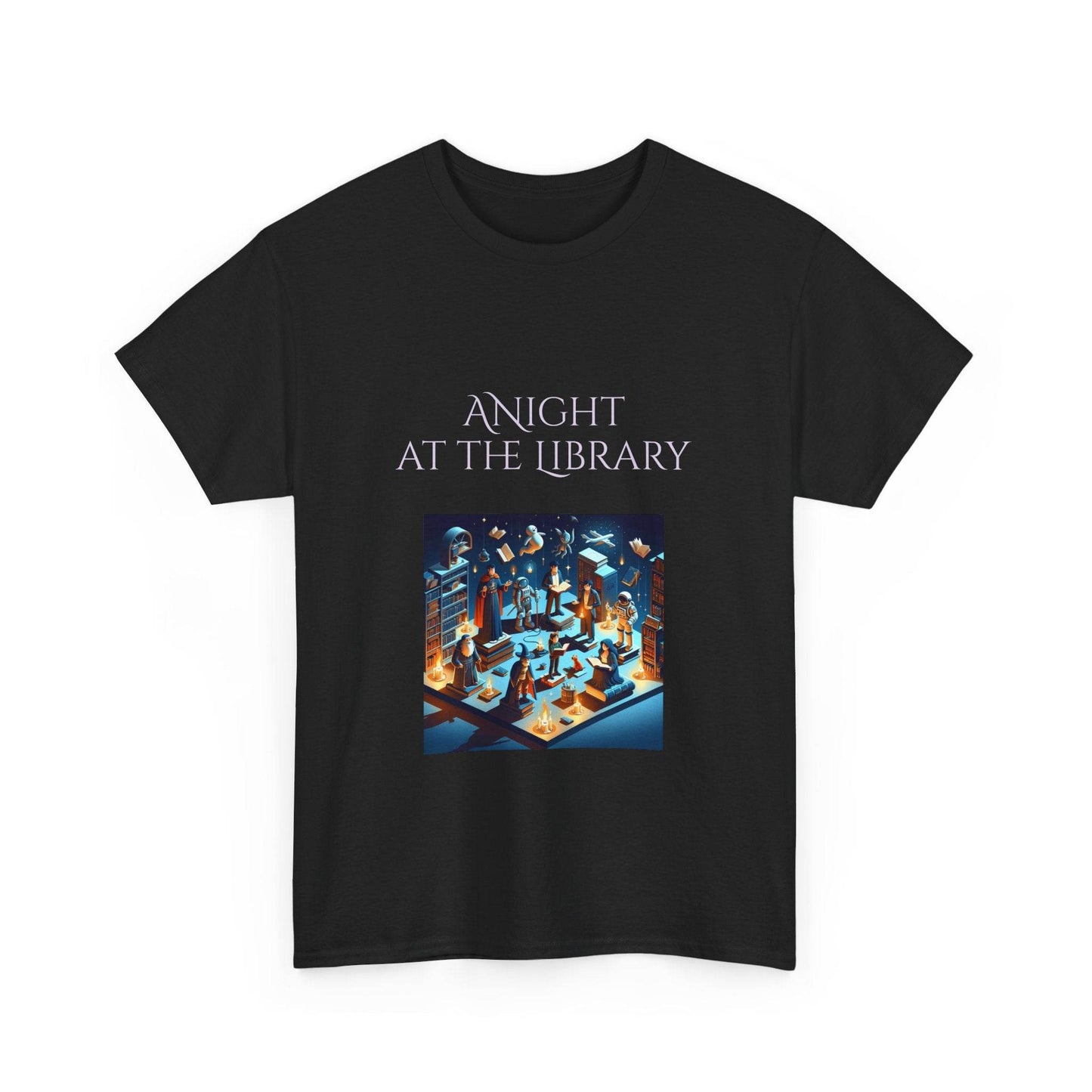 Night at the Library - A Unisex Heavy Cotton Tee - Perfect for Book Lovers - The Dreamer's Bookshop.