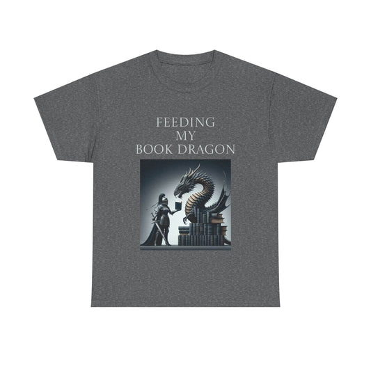Book Dragon - Unisex Heavy Cotton Tee - Creative Writer's Apparel - The Dreamer's Bookshop.