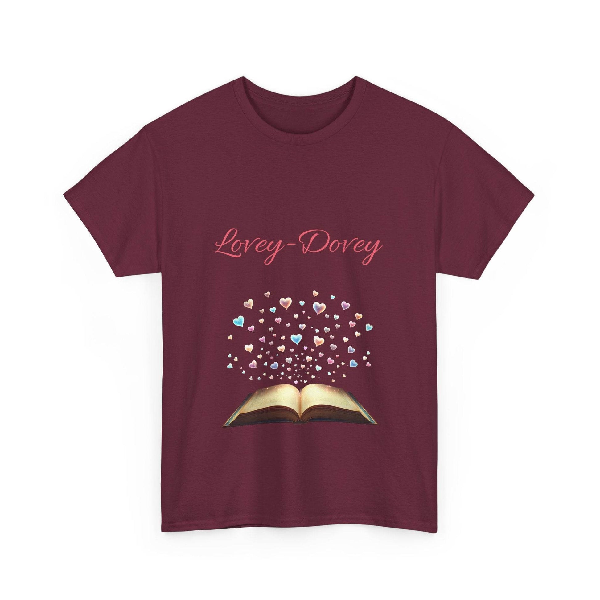 Lovey-Dovey - Unisex Heavy Cotton Tee - Sweet Romance - The Dreamer's Bookshop.