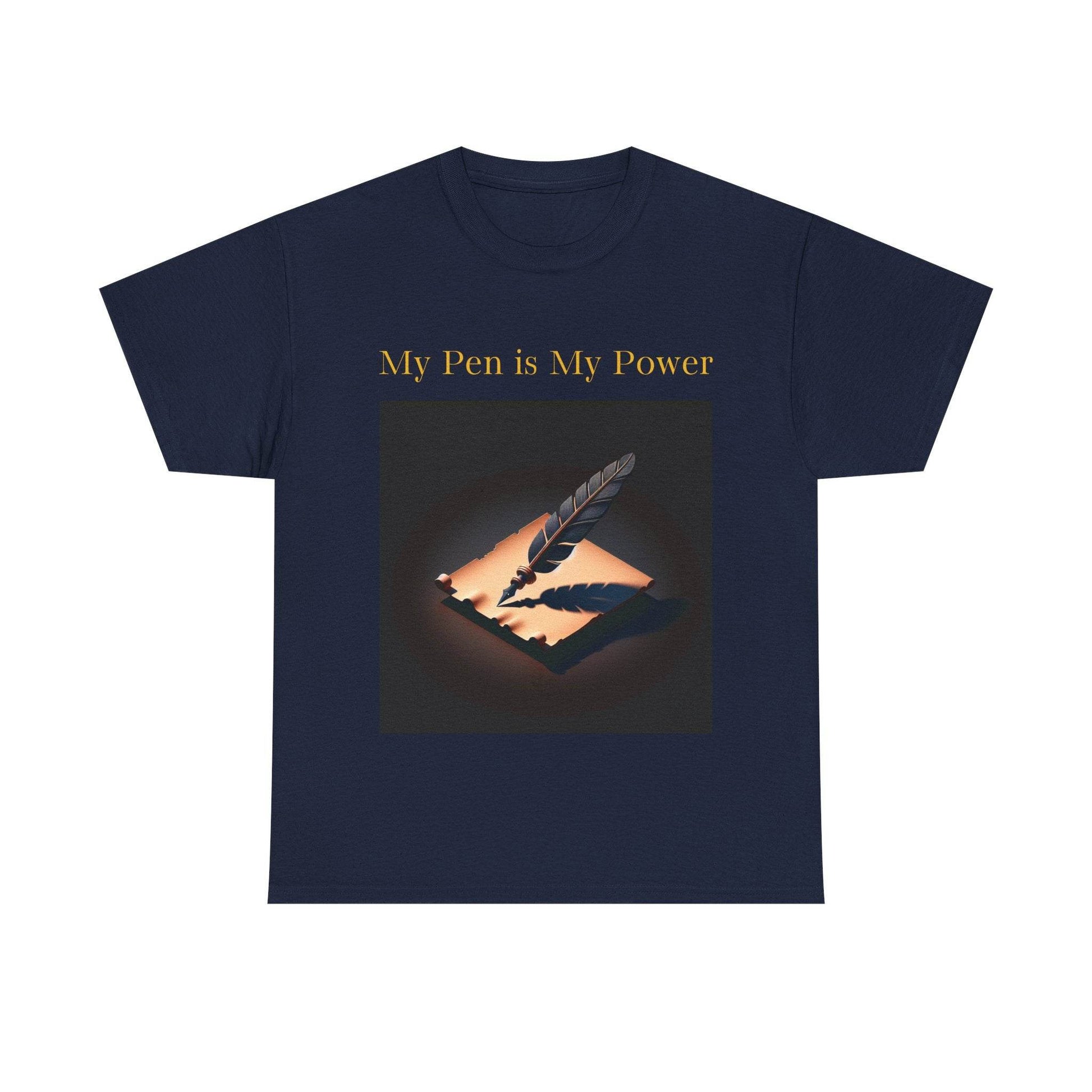 My Pen is My Power Unisex Heavy Cotton Tee - Creative Writer's Apparel - The Dreamer's Bookshop.