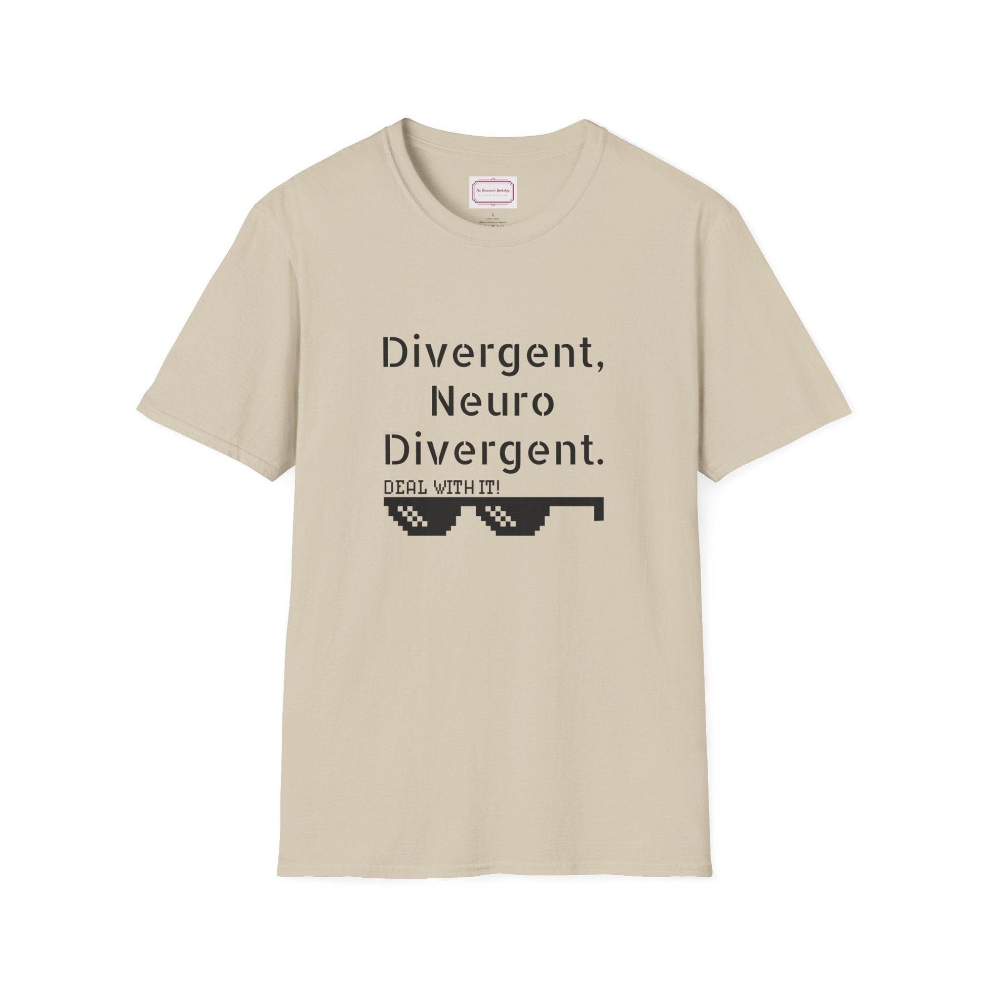 Divergent Neurodivergent T-Shirt - Unisex Softstyle Tee for Acceptance and Awareness - The Dreamer's Bookshop.
