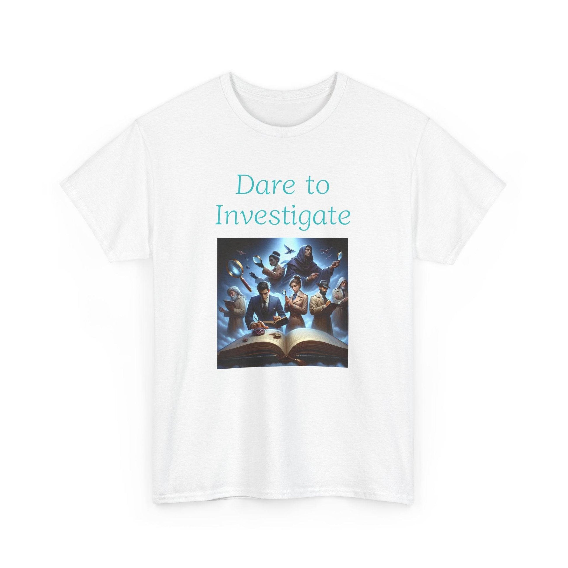 Investigate - Graphic Tee - Unisex Heavy Cotton T-Shirt Crime/Mystery Books - The Dreamer's Bookshop.