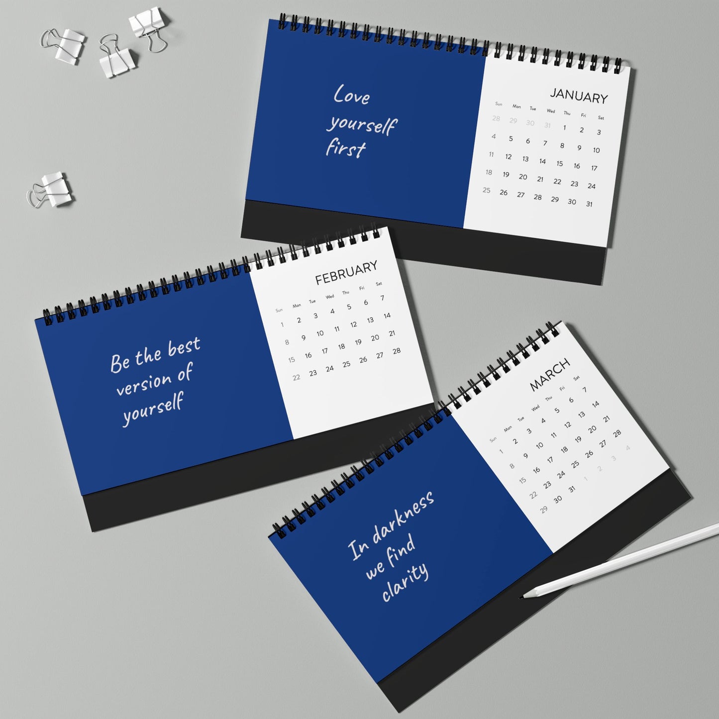 2026 Desktop Calendar – Inspirational Quotes & Monthly Grid