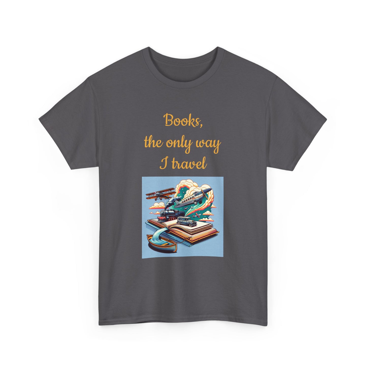 Book Lover's Unisex Heavy Cotton Tee - "Travel" - The Dreamer's Bookshop.