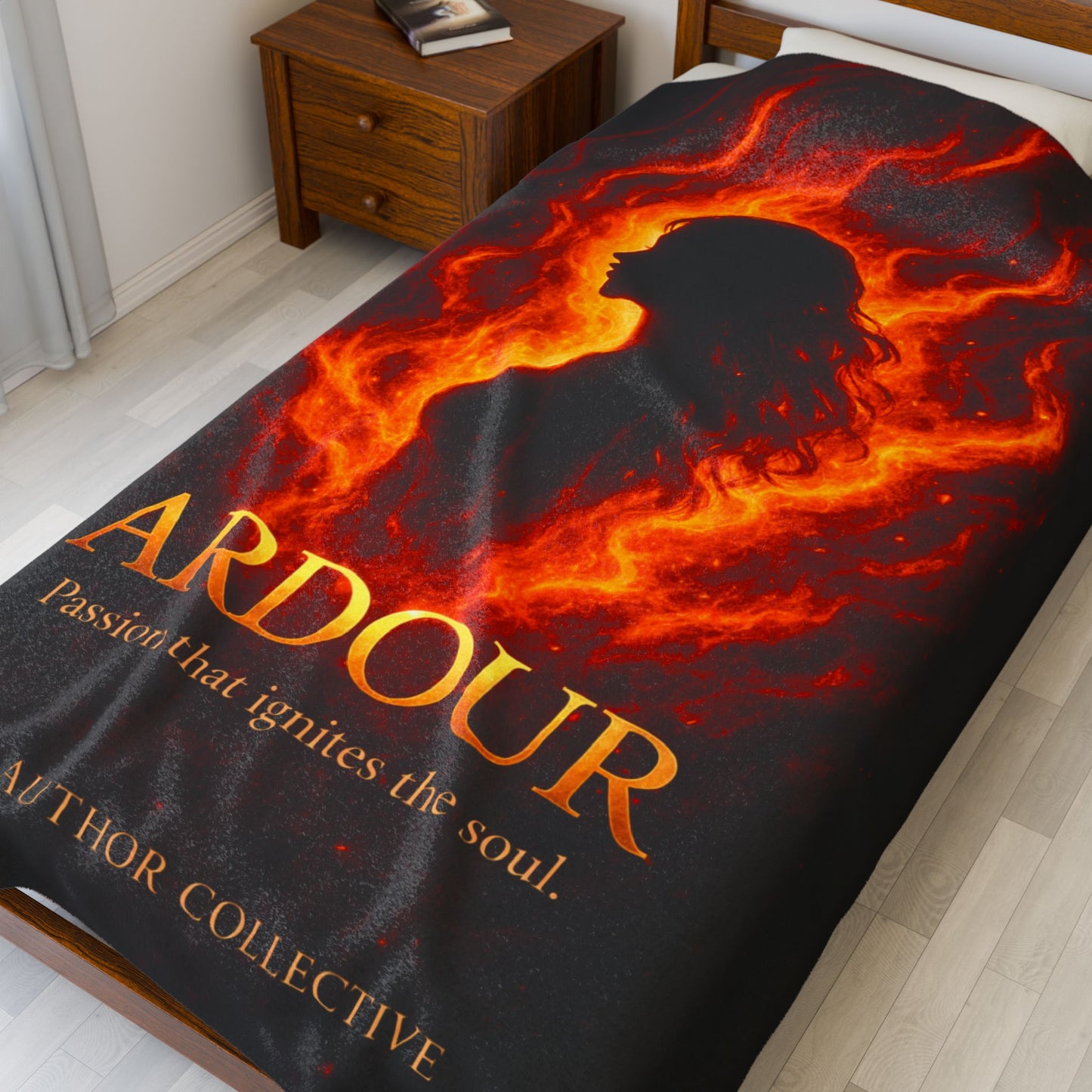 Cozy Velveteen Plush Blanket - "Ardour"- For Book Lovers and Cozy Nights