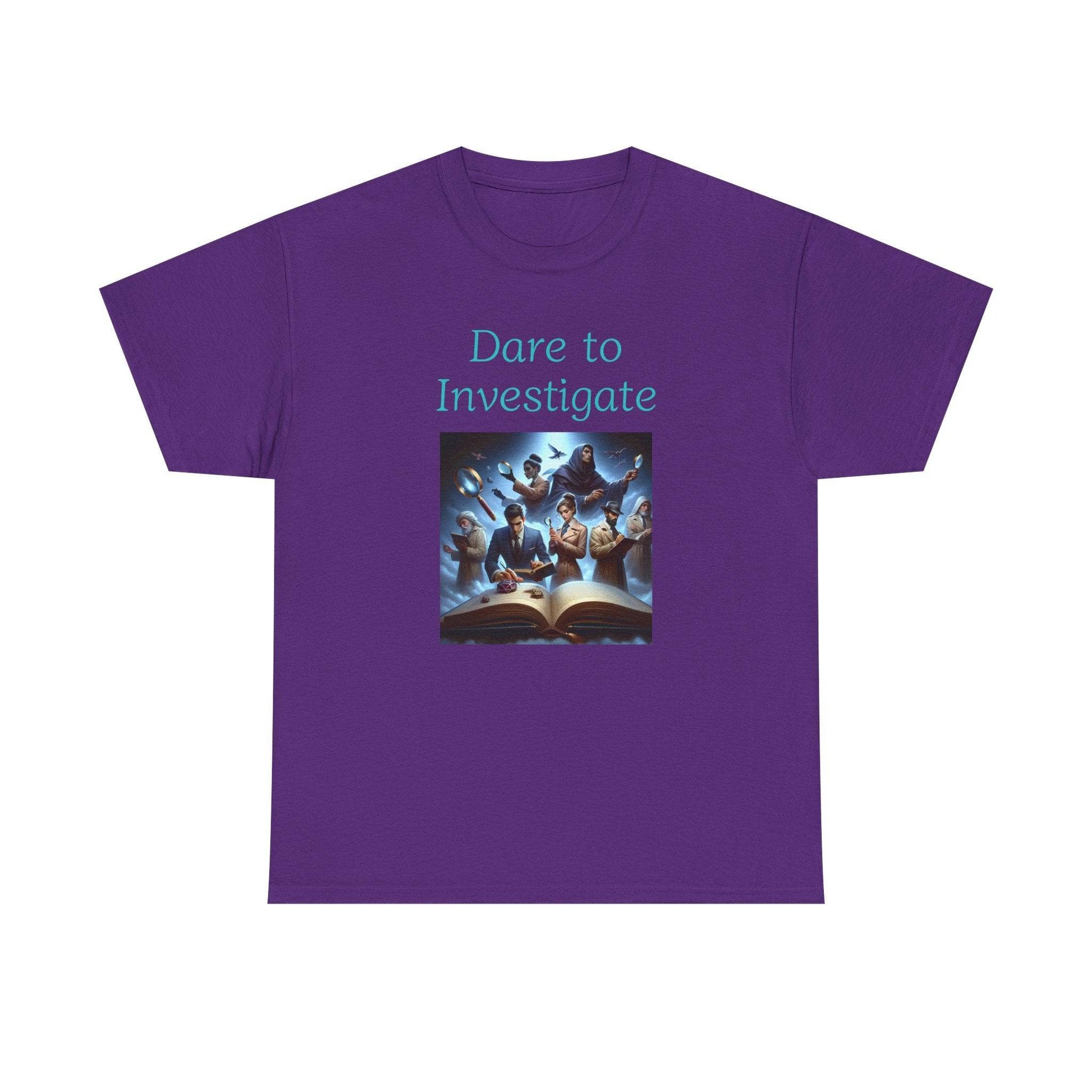 Investigate - Graphic Tee - Unisex Heavy Cotton T-Shirt Crime/Mystery Books - The Dreamer's Bookshop.