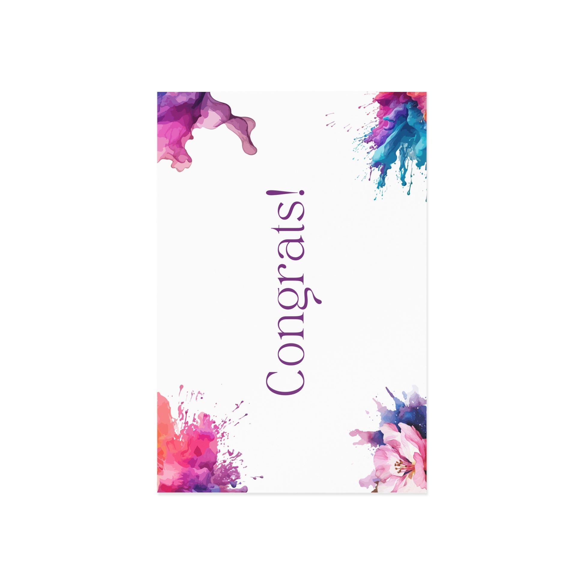 Watercolor Art Exclamation Card "Congrats" Joyful Print - The Dreamer's Bookshop.