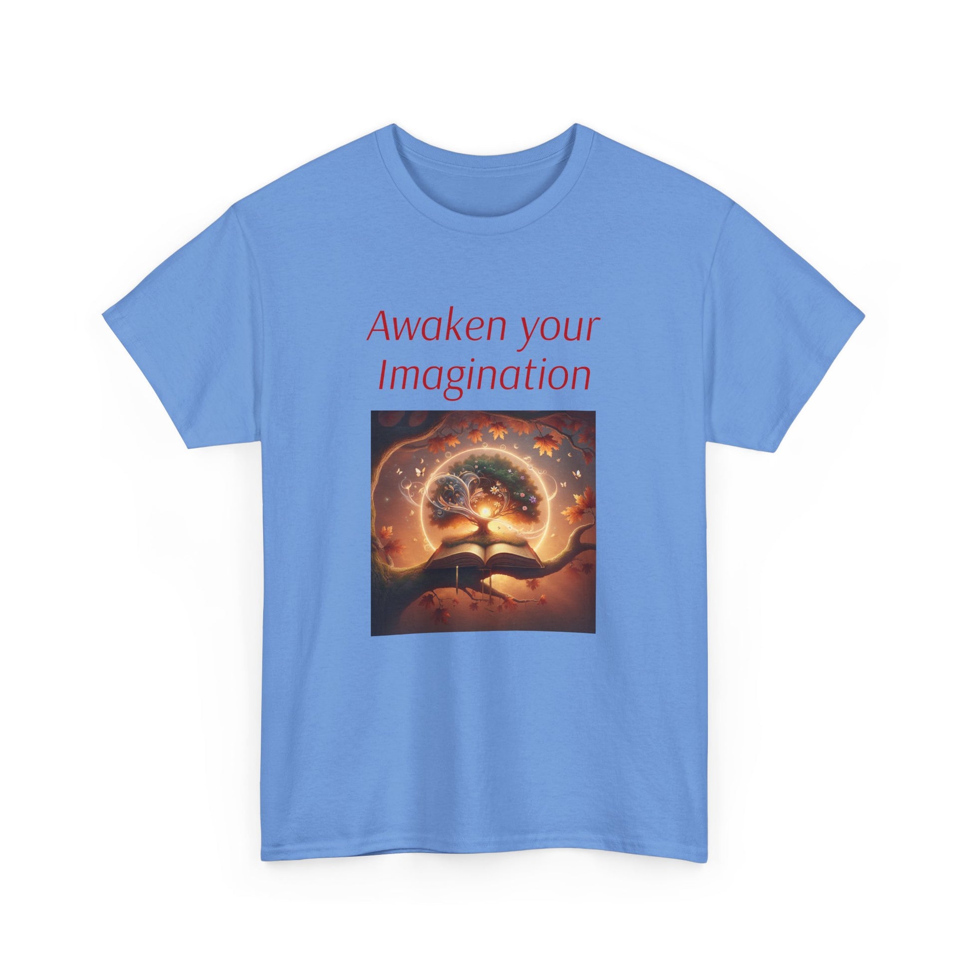 Unisex Heavy Cotton Tee - "Awaken Your Imagination" Inspirational Shirt - The Dreamer's Bookshop.