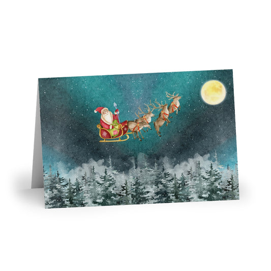 The Dreamer's Bookshop "Flying Santa Sleigh" Christmas Card