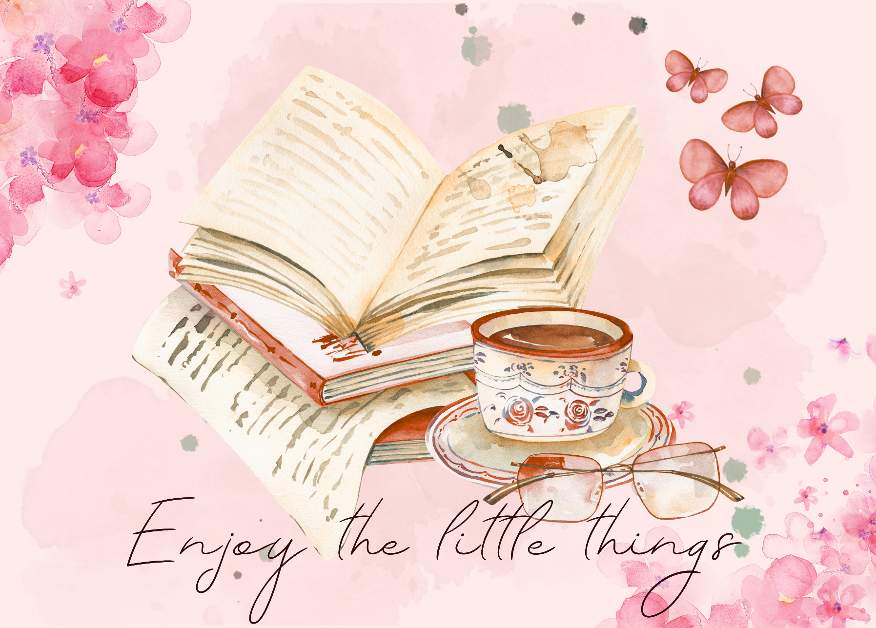 The Dreamer's Bookshop "Bookworm" Enjoy Little Things Card - The Dreamer's Bookshop.
