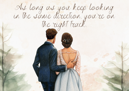 The Dreamer's Bookshop "The RIght Track" Wedding Card - The Dreamer's Bookshop.