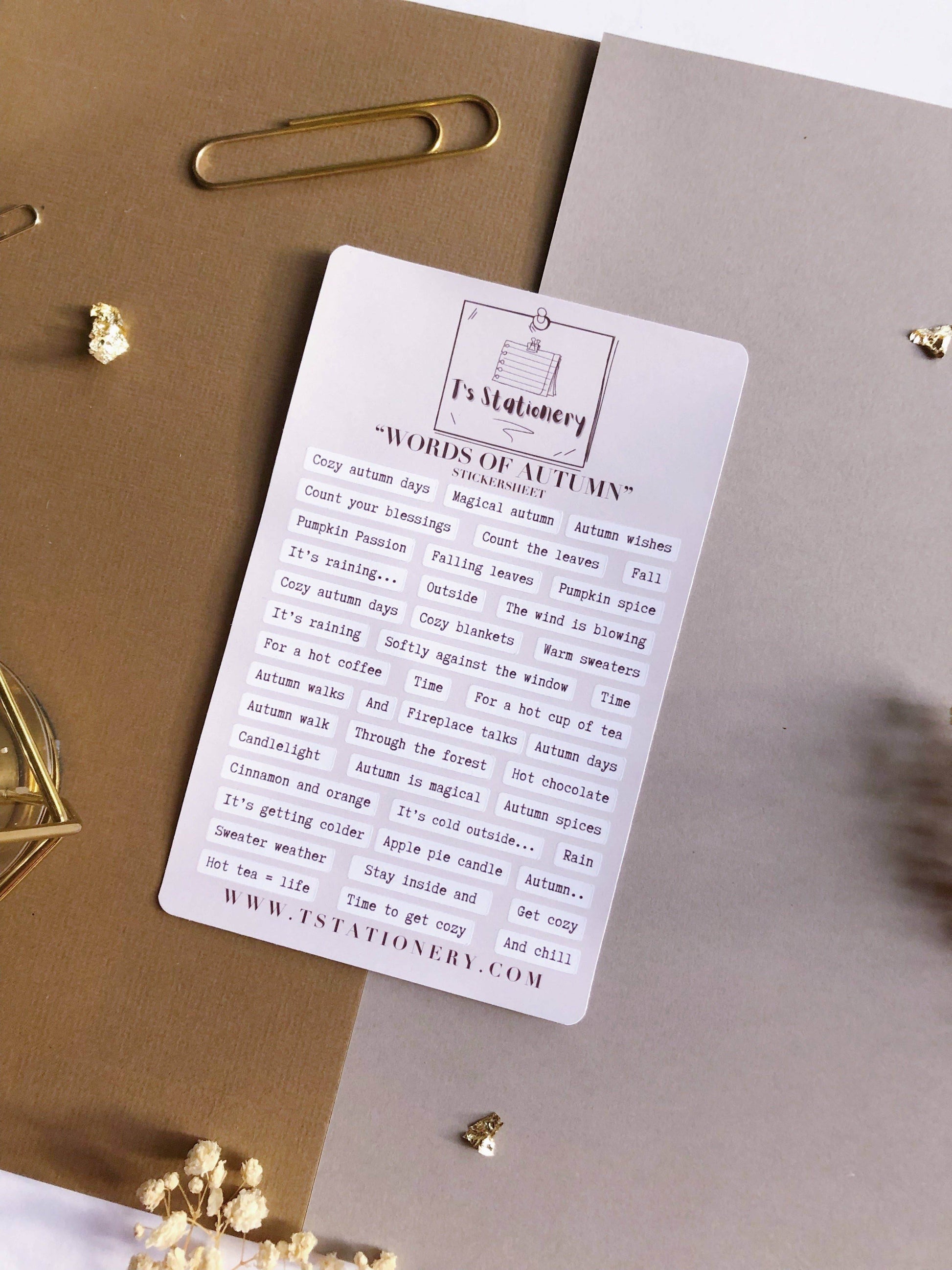 T's Stationery - „Woorden van de herfst” - The Dreamer's Bookshop.