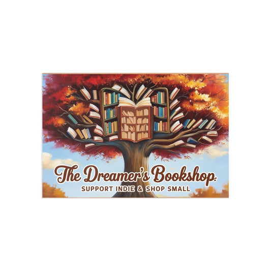 The Dreamer's Bookshop Colorful Tree and Books Card - The Dreamer's Bookshop.
