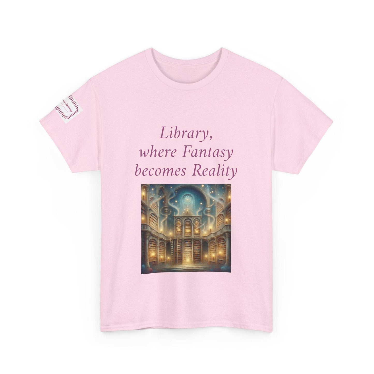 Library, Fantasy, Reality - Graphic Unisex Heavy Cotton Tee - Book Lovers - The Dreamer's Bookshop.