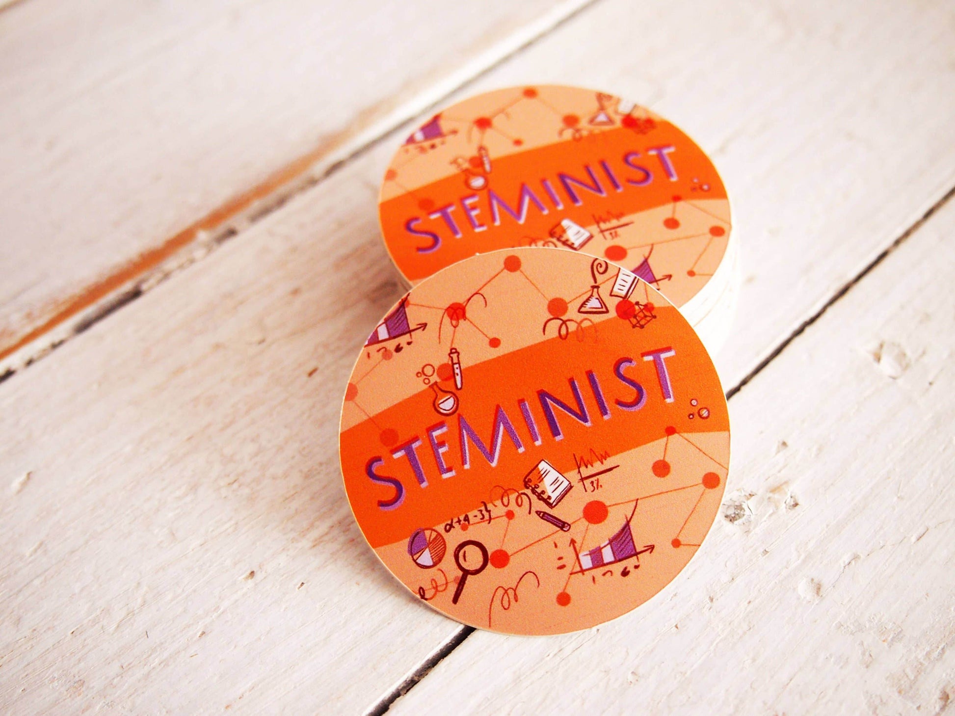 Irene Renon illustrations - Wetenschapsstickers, Steministische vinylstickers voor wetenschappers, - The Dreamer's Bookshop.