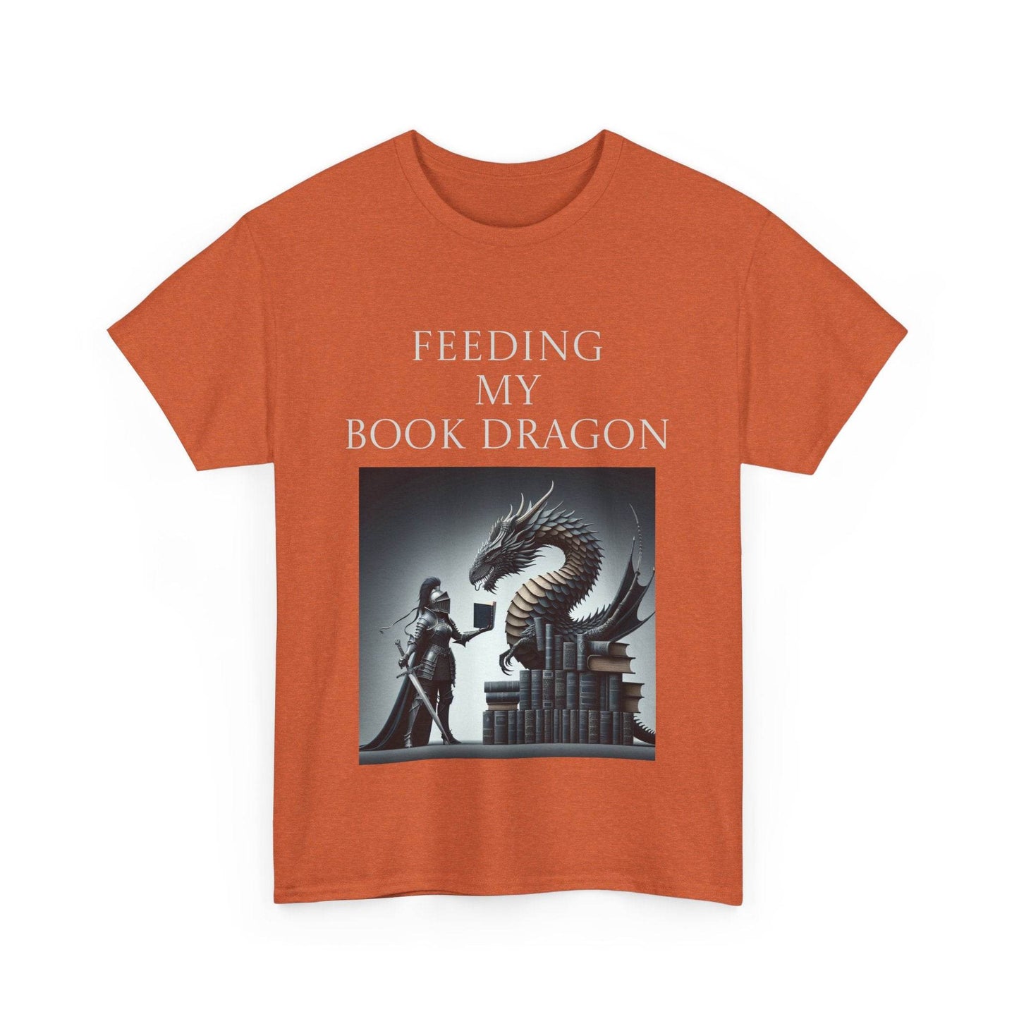 Book Dragon - Unisex Heavy Cotton Tee - Creative Writer's Apparel - The Dreamer's Bookshop.