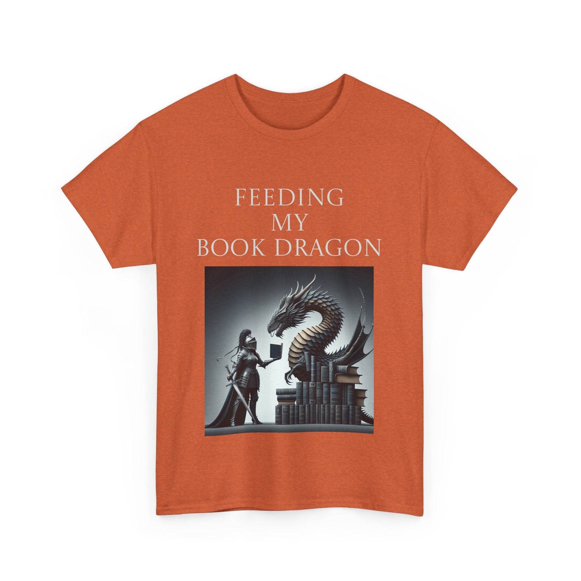 Book Dragon - Unisex Heavy Cotton Tee - Creative Writer's Apparel - The Dreamer's Bookshop.