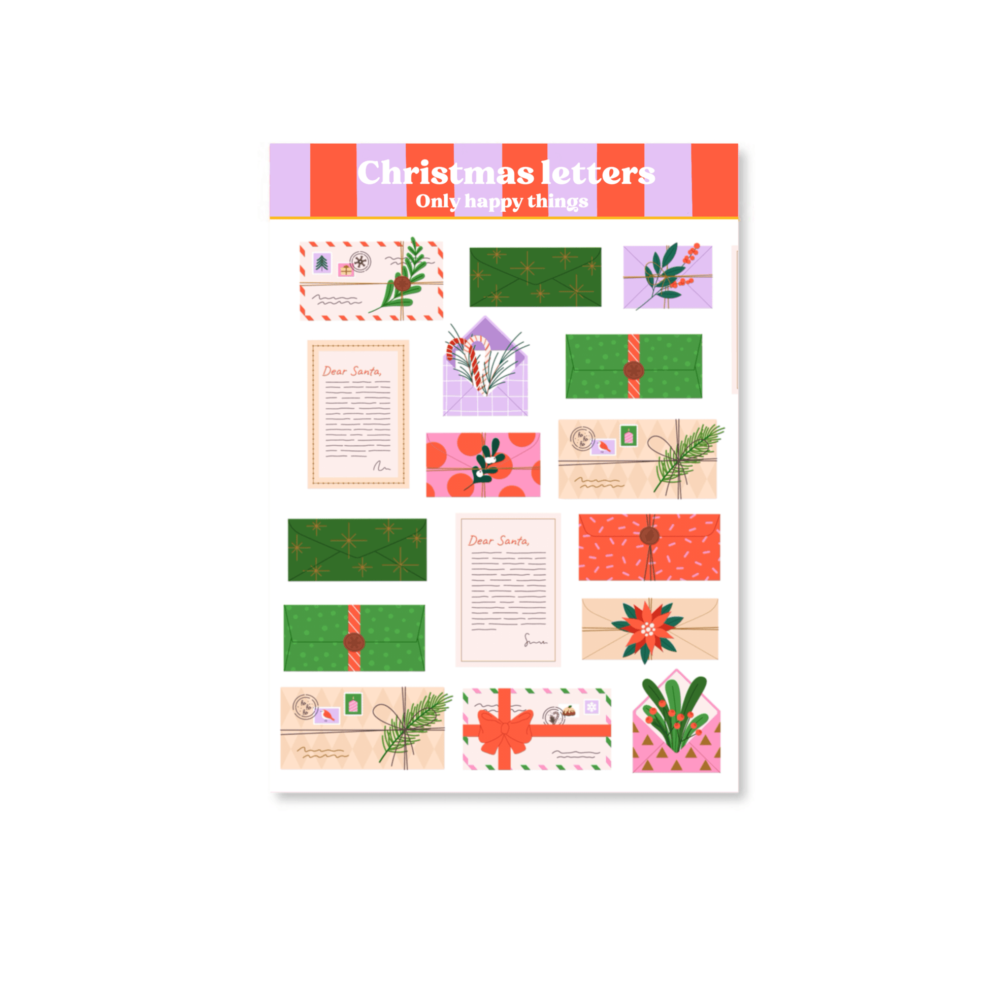 Only Happy Things Stationery - Stickervel kerstpost - The Dreamer's Bookshop.