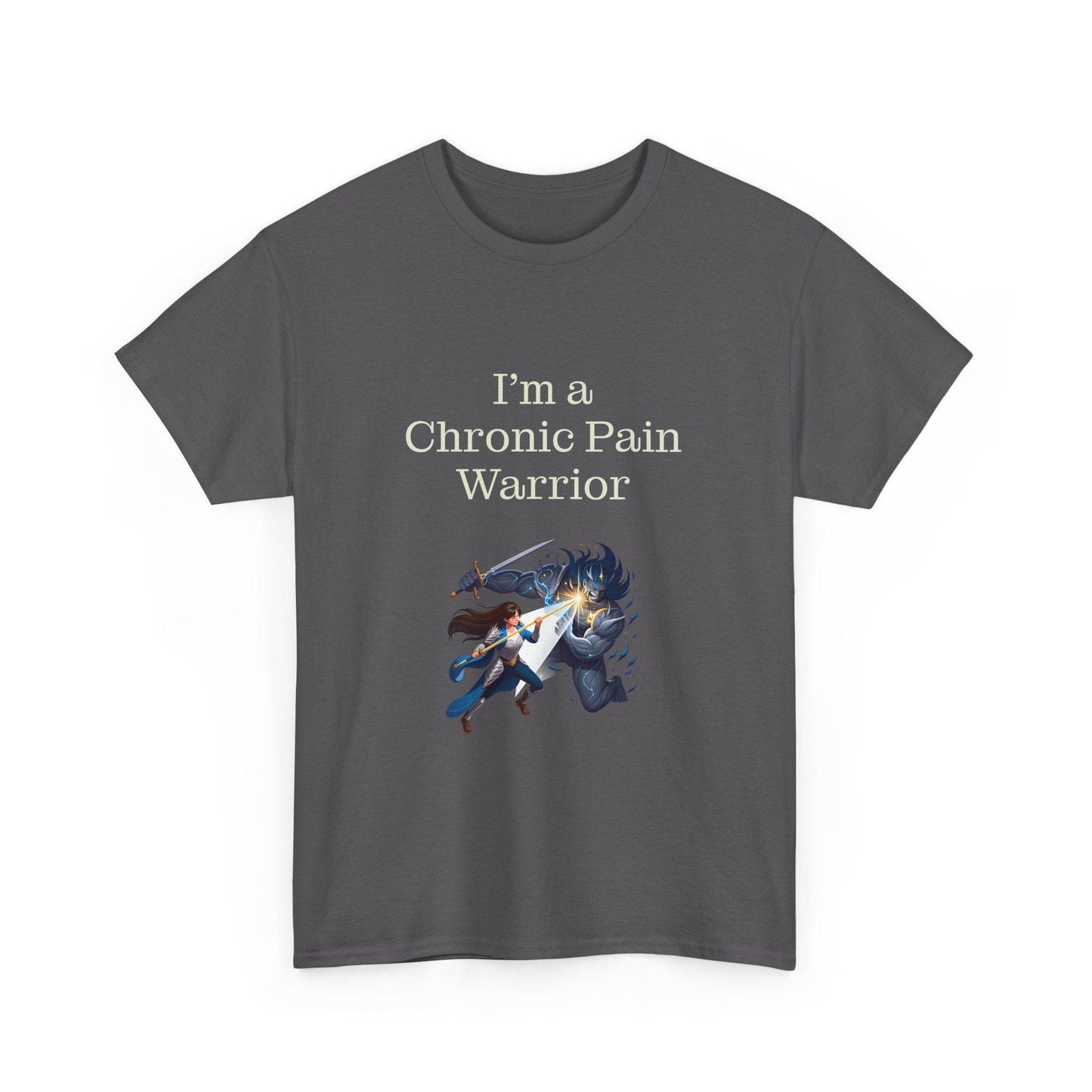 Chronic Pain Warrior Unisex Heavy Cotton Tee - Inspirational Battle T-Shirt - The Dreamer's Bookshop.