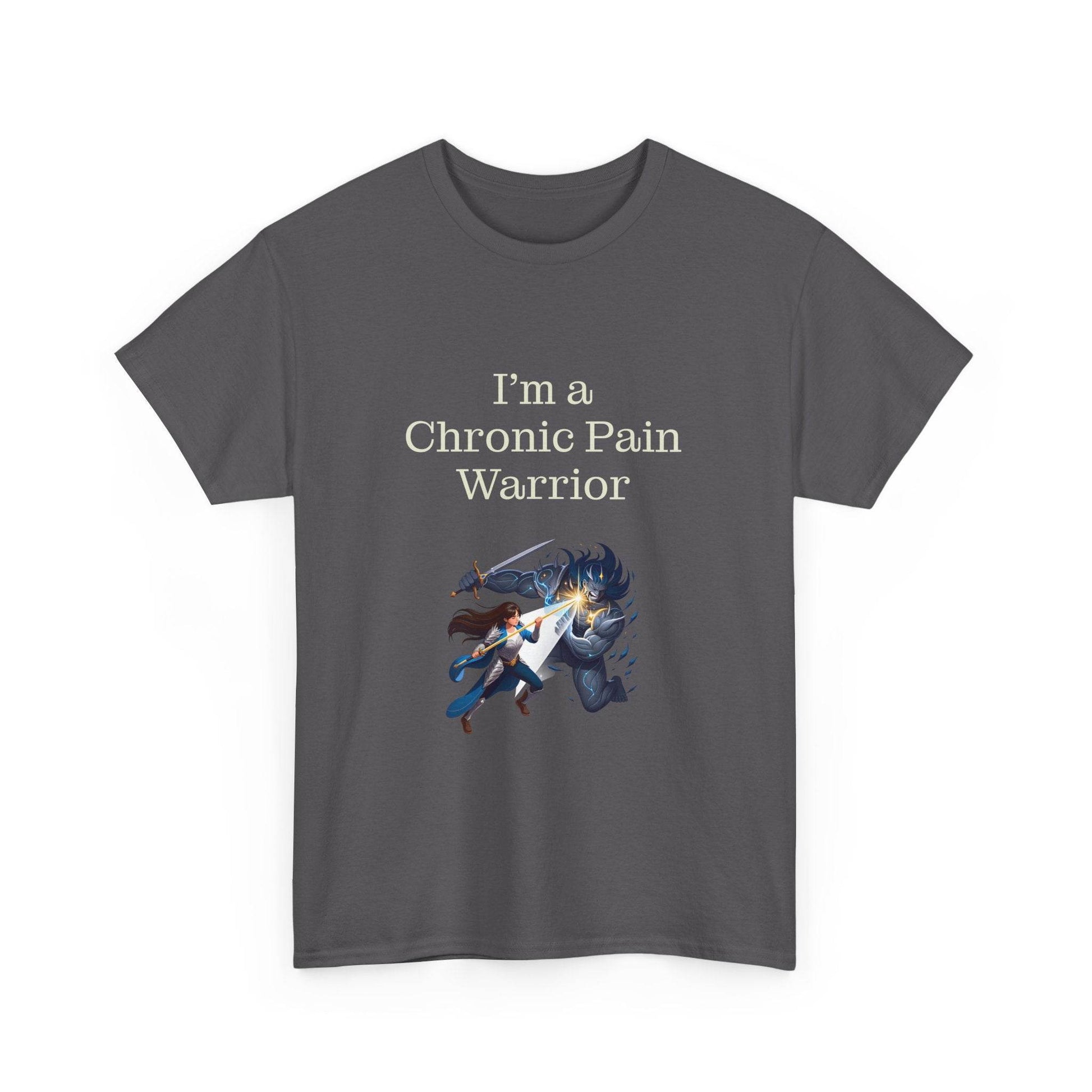 Chronic Pain Warrior Unisex Heavy Cotton Tee - Inspirational Battle T-Shirt - The Dreamer's Bookshop.