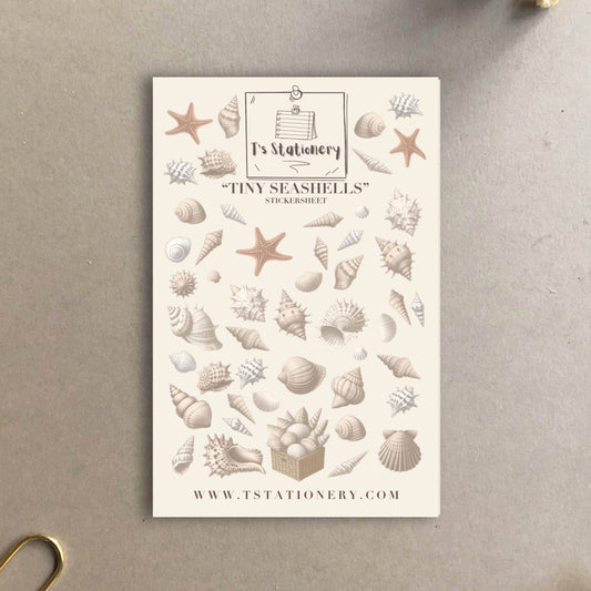 T's Stationery - Stickervel „Tiny Seashells” - The Dreamer's Bookshop.