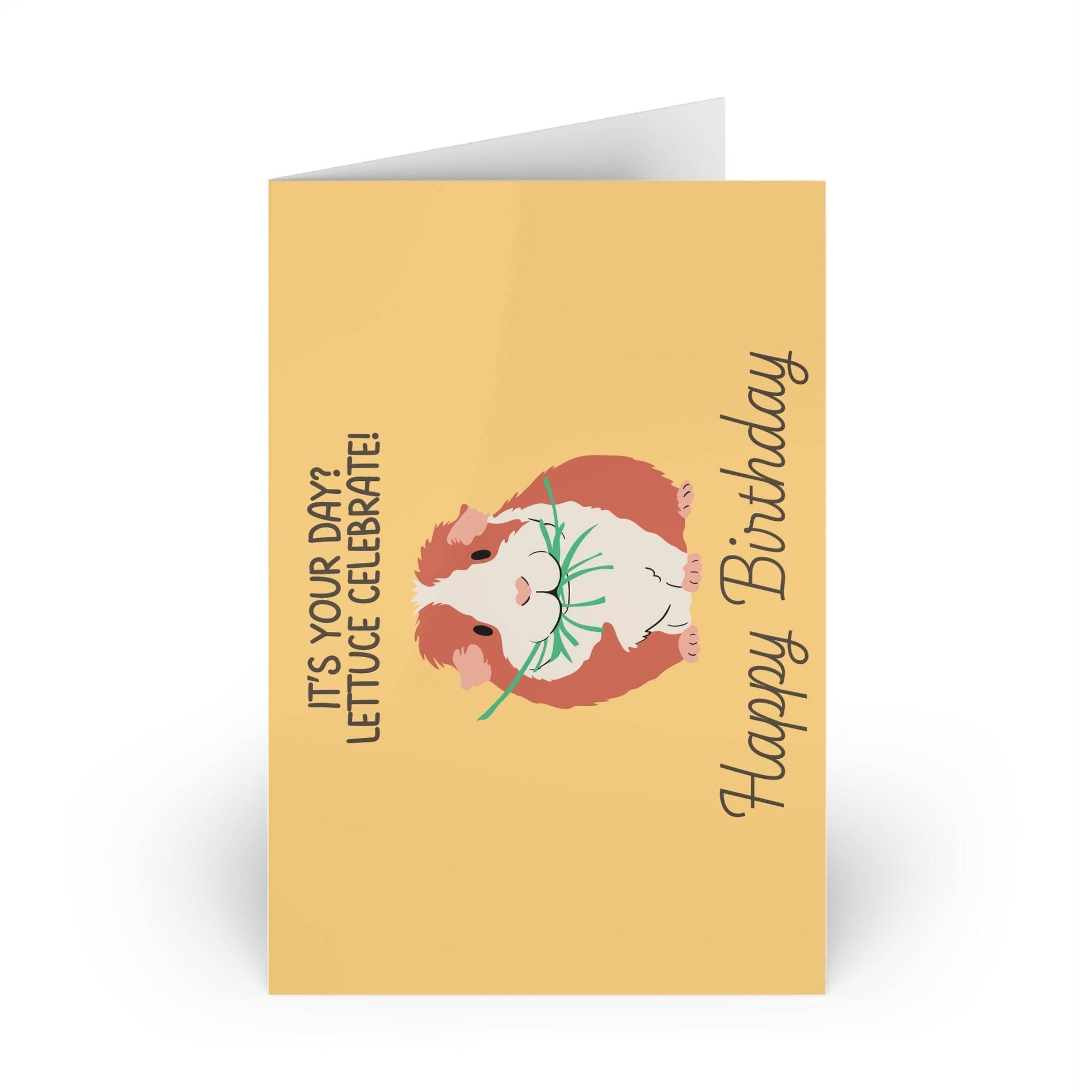 The Dreamer's Bookshop Cute "Lettuce Celebrate" Guinea Pig Birthday Card - The Dreamer's Bookshop.