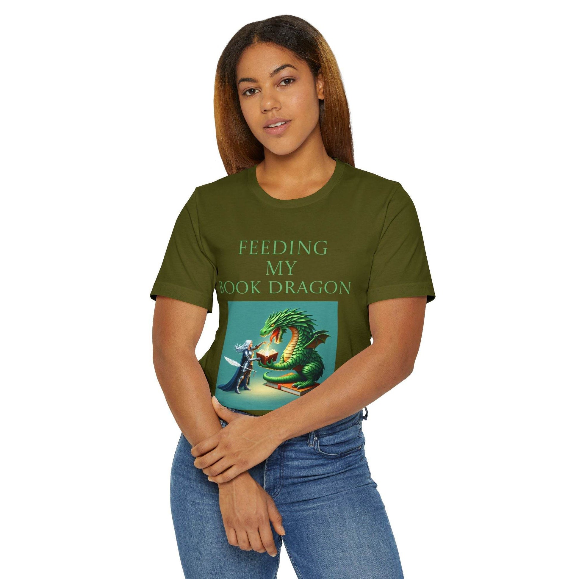 Unisex Jersey T-Shirt - Book Dragon - The Dreamer's Bookshop.