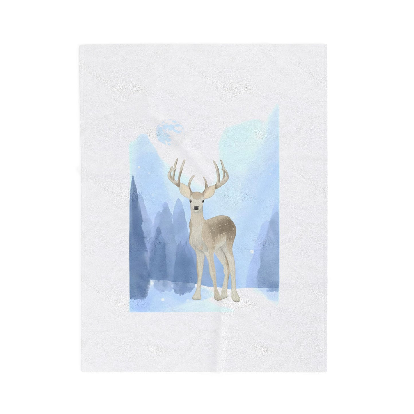 Cozy Velveteen Plush Blanket - "Winter Deer"- Perfect for Book Lovers and Cozy Nights