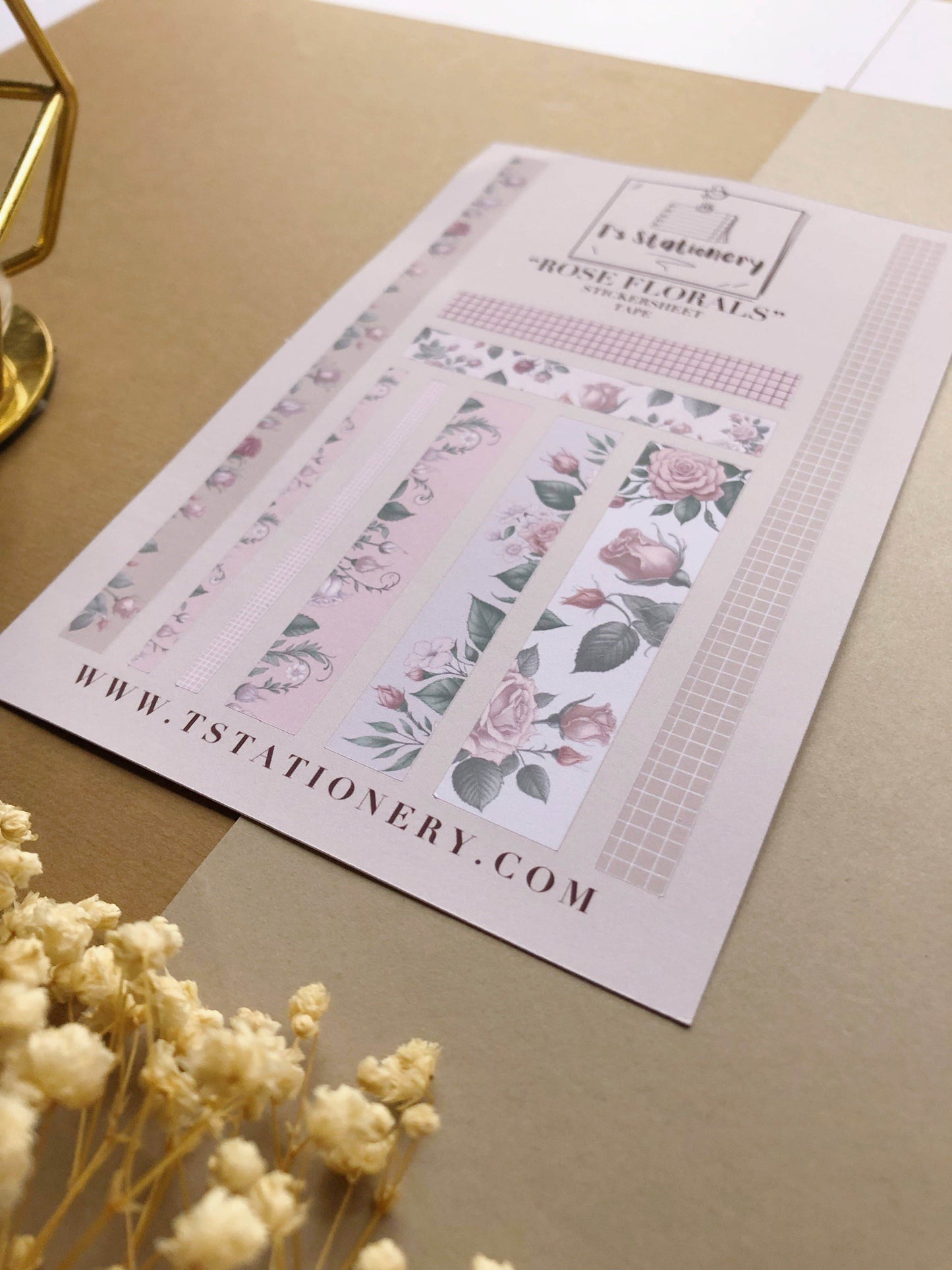 T's Stationery - Stickerveltape „Rose Floral” - The Dreamer's Bookshop.