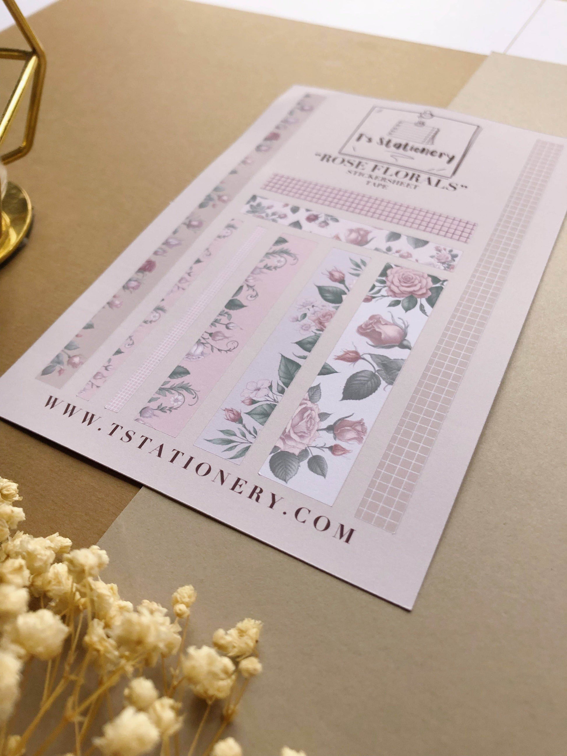 T's Stationery - Stickerveltape „Rose Floral” - The Dreamer's Bookshop.