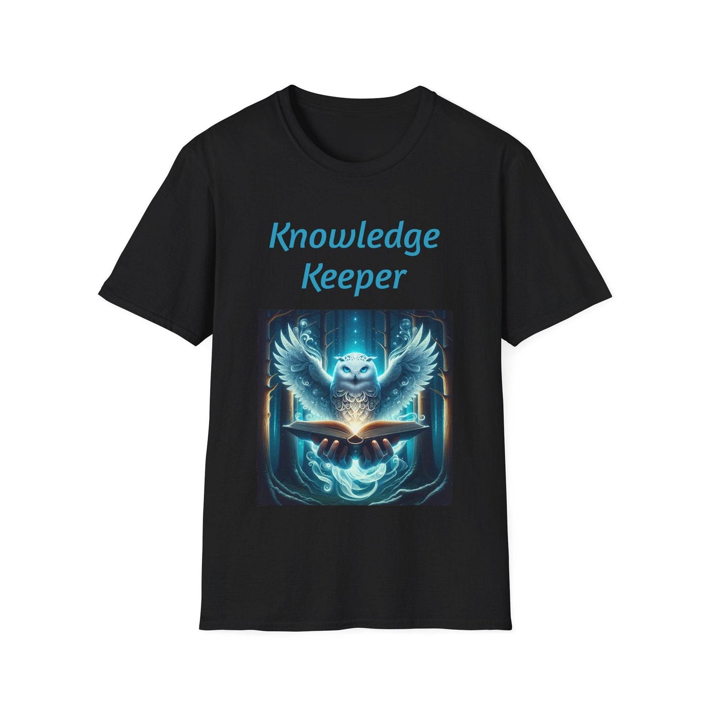 Knowledge Keeper Graphic T-Shirt - Unisex Softstyle Tee, Owl Design - Proud Reader - The Dreamer's Bookshop.