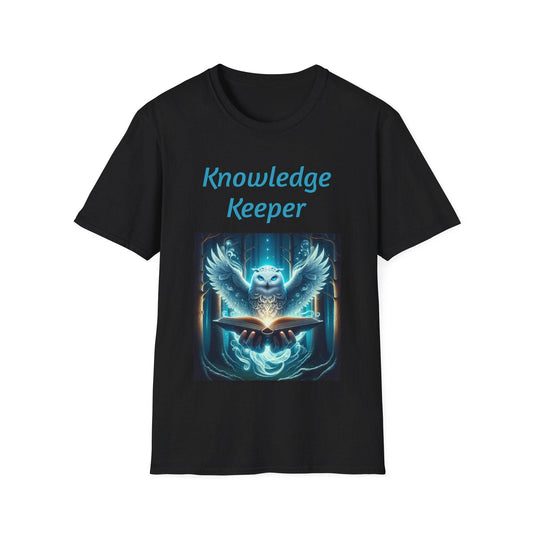 Knowledge Keeper Graphic T-Shirt - Unisex Softstyle Tee, Owl Design - Proud Reader - The Dreamer's Bookshop.