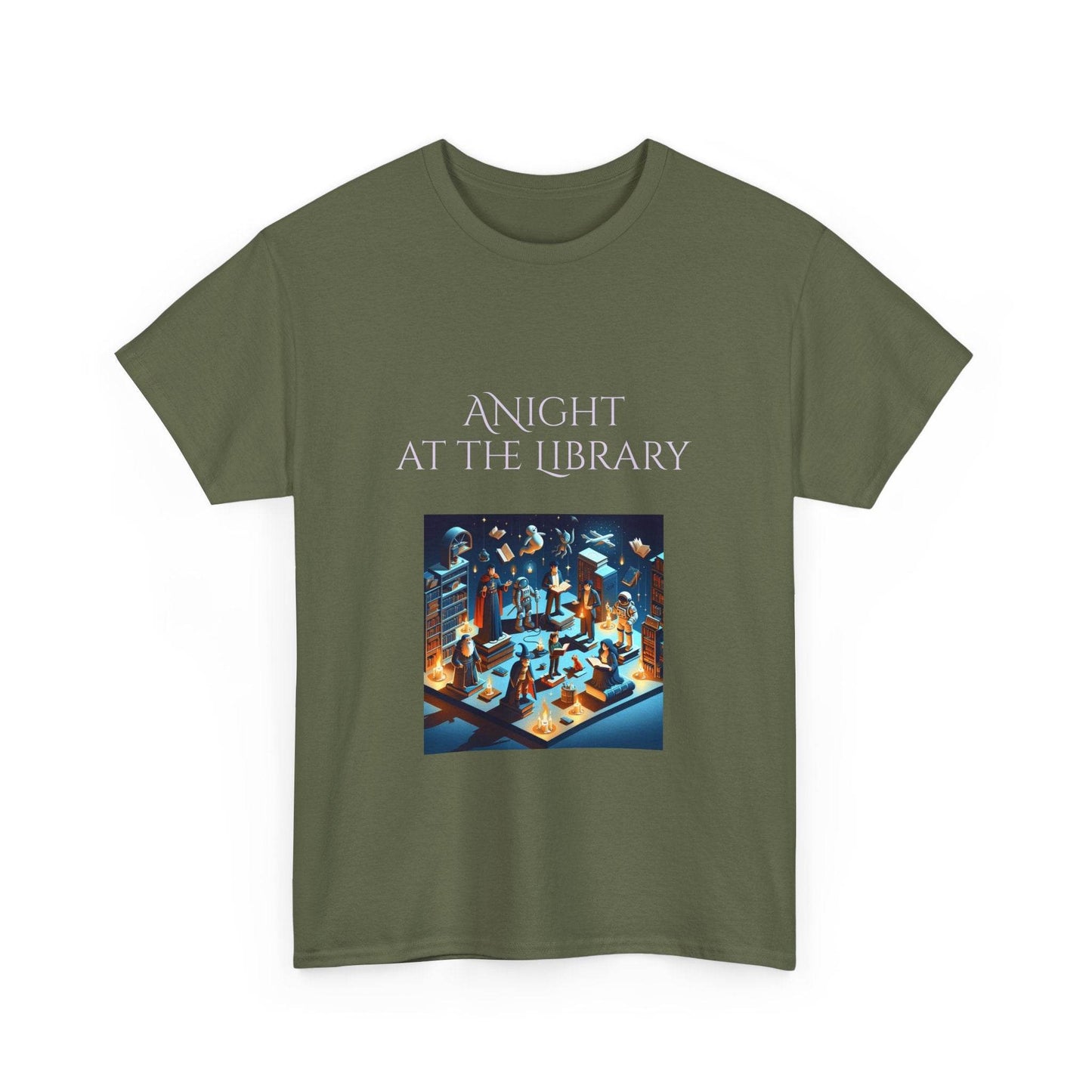 Night at the Library - A Unisex Heavy Cotton Tee - Perfect for Book Lovers - The Dreamer's Bookshop.