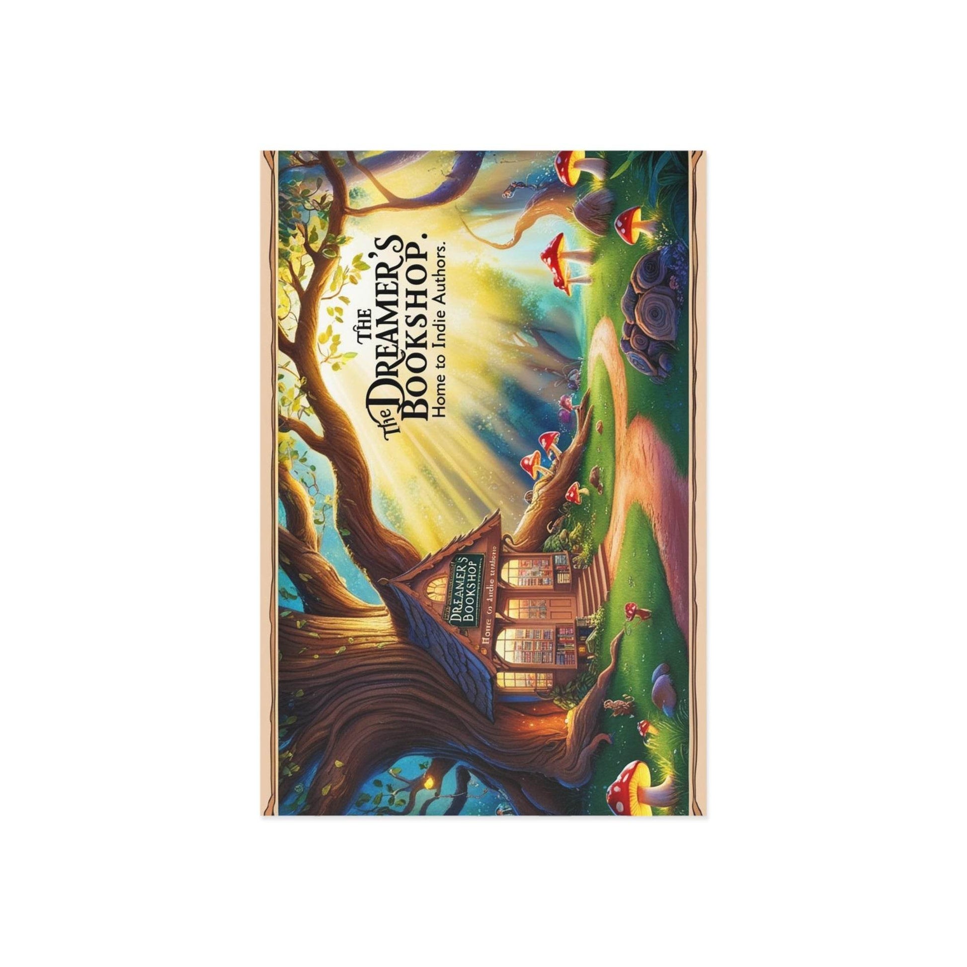 The Dreamer's Bookshop Tree and Books Art Print Card - The Dreamer's Bookshop.