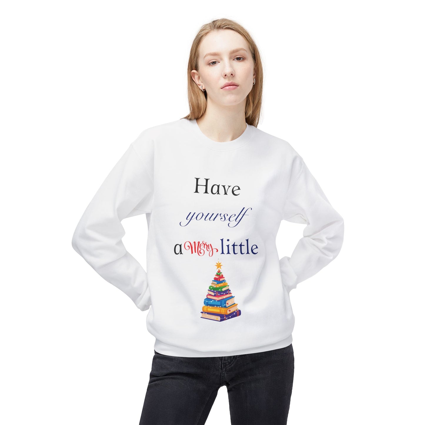 A Merry Little Bookmas - Unisex Fleece Crewneck Sweatshirt