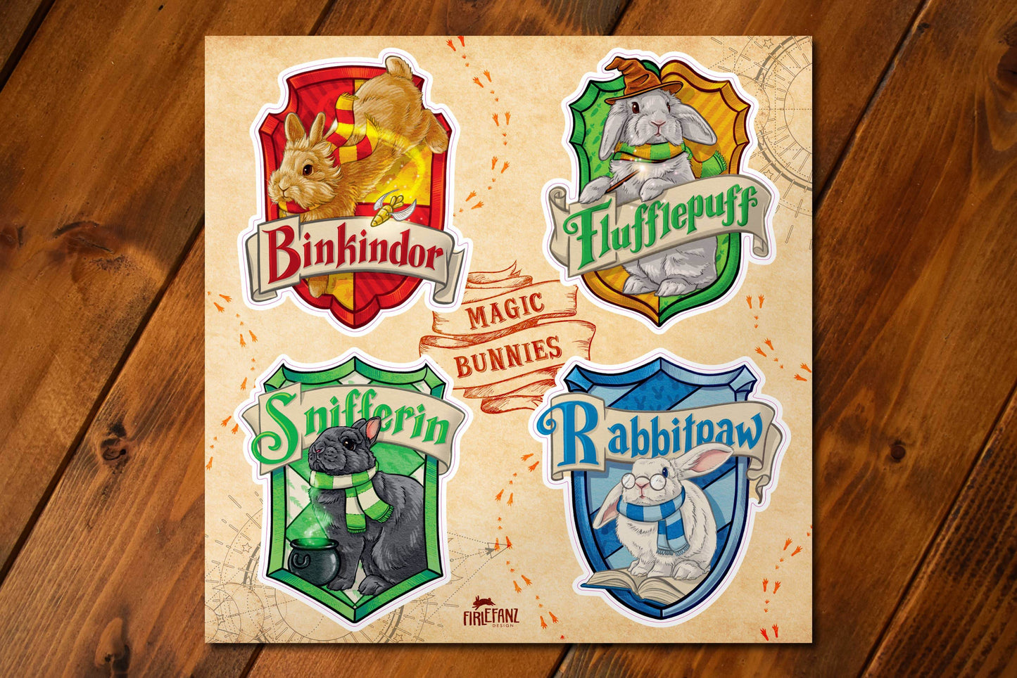 Firlefanz Design - Stickervel „Betoverende konijntjes” - The Dreamer's Bookshop.