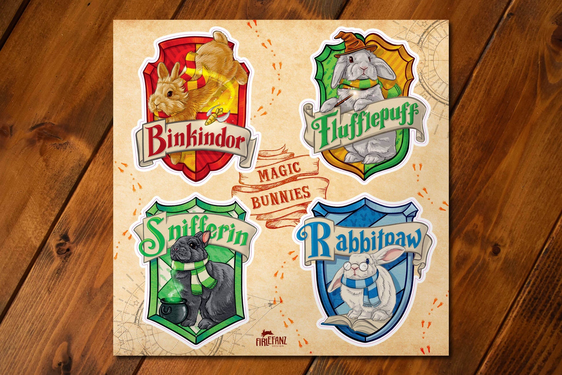 Firlefanz Design - Stickervel „Betoverende konijntjes” - The Dreamer's Bookshop.