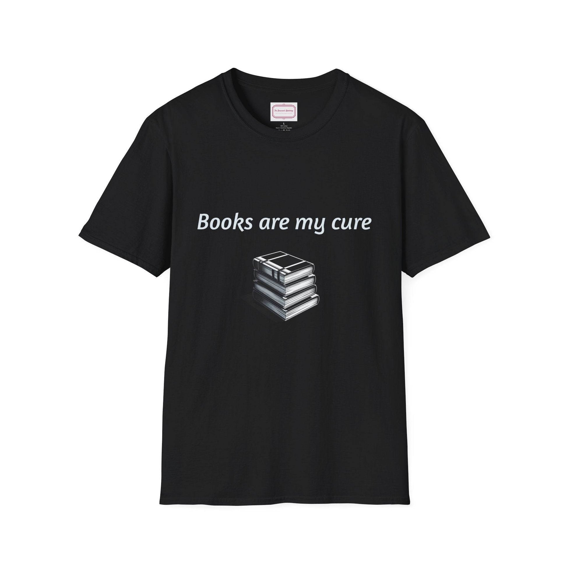 Inspirational Unisex Softstyle T-Shirt - Books are my cure - The Dreamer's Bookshop.