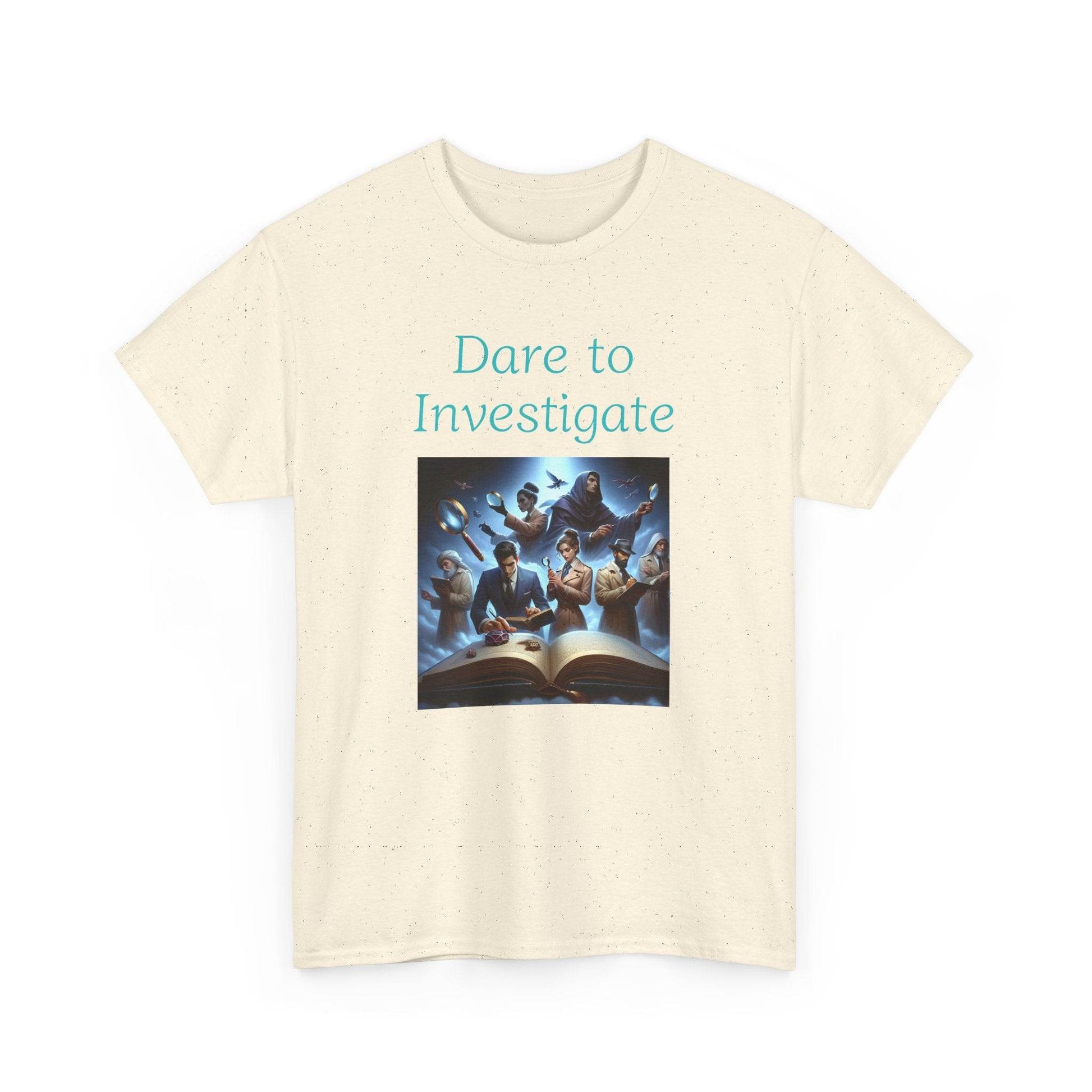 Investigate - Graphic Tee - Unisex Heavy Cotton T-Shirt Crime/Mystery Books - The Dreamer's Bookshop.