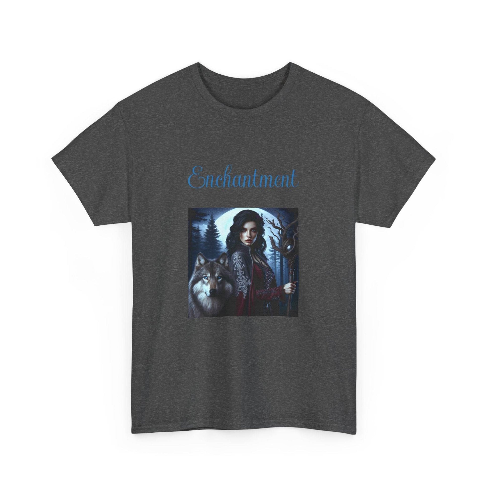 Enchanting Wolf Graphic Tee - Unisex Heavy Cotton T-Shirt for Nature Lovers - The Dreamer's Bookshop.