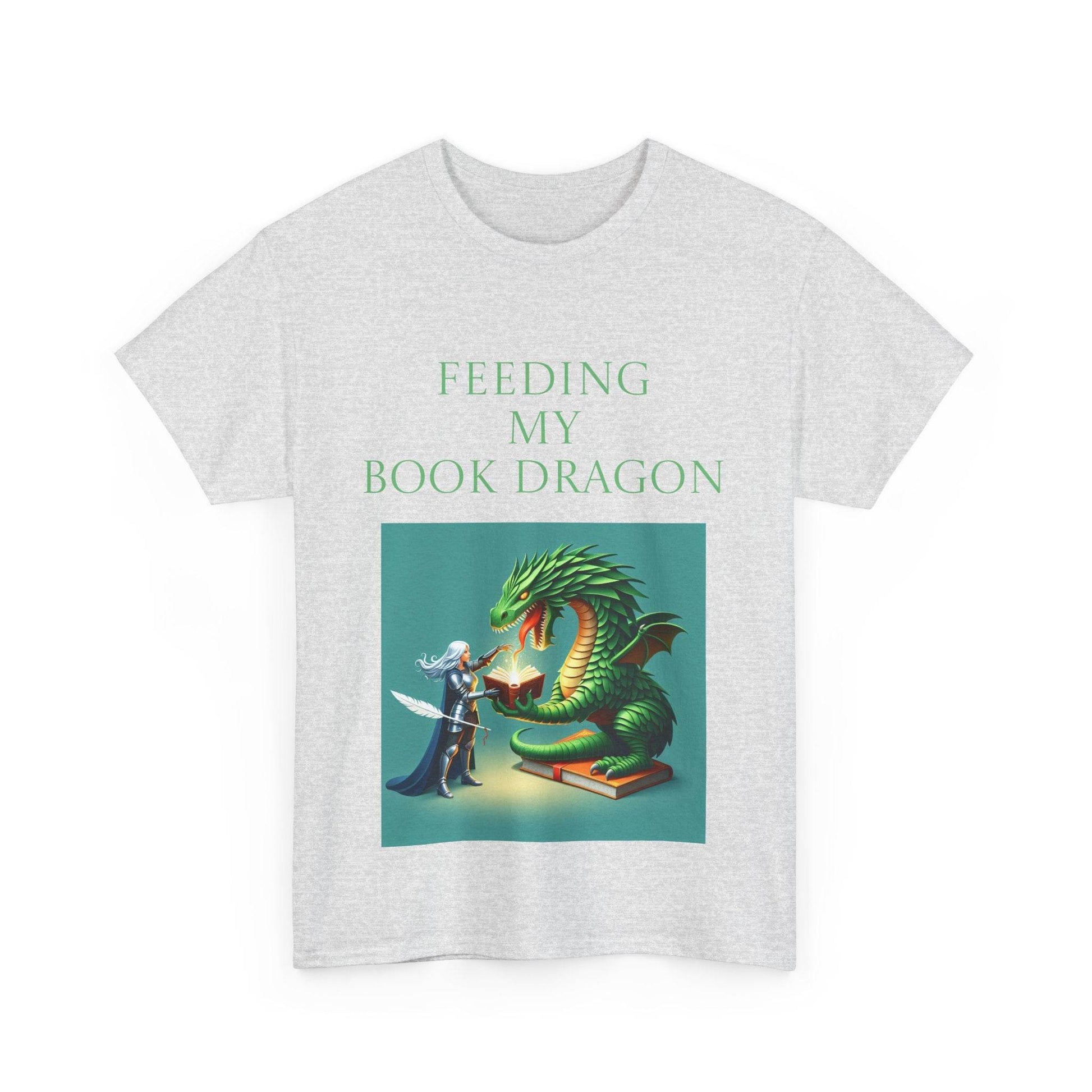 Book Dragon Unisex Heavy Cotton Tee - Creative Writer's Apparel - The Dreamer's Bookshop.