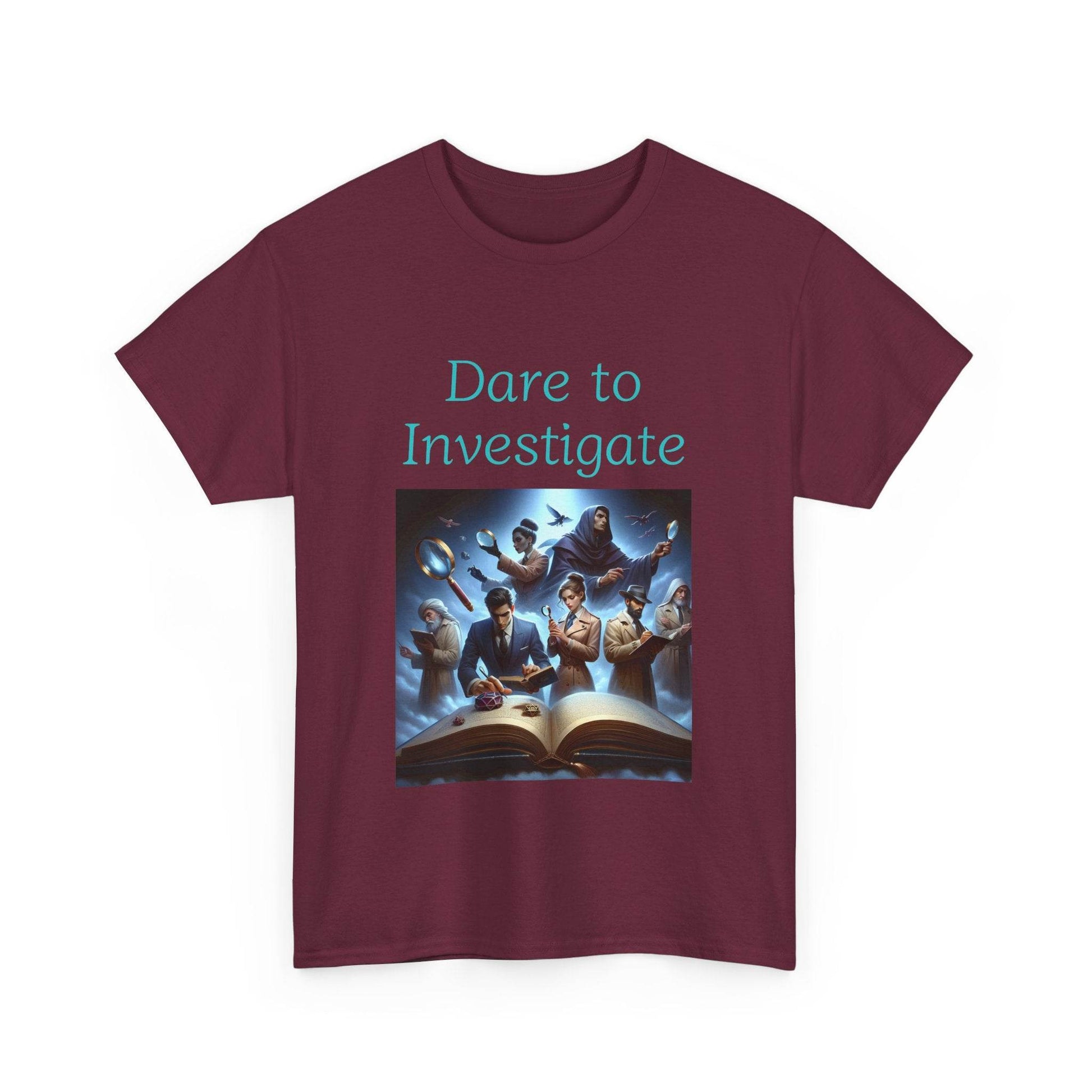 Investigate - Unisex Heavy Cotton Tee - Crime/Mystery Books - The Dreamer's Bookshop.