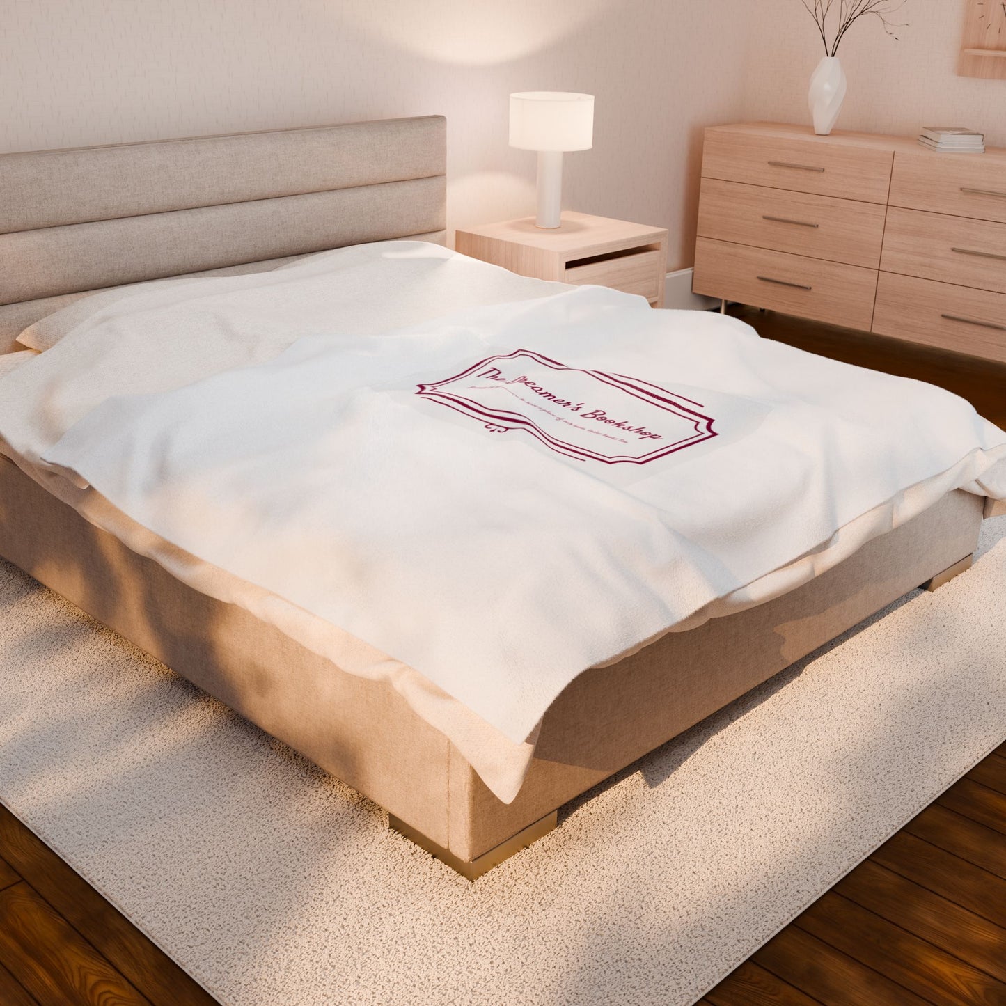 Cozy Velveteen Plush Blanket - "The Dreamer's Bookshop" Design - Perfect for Book Lovers and Cozy Nights - The Dreamer's Bookshop.